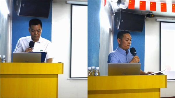 中境董事長（左），總經理（右）發(fā)表講話